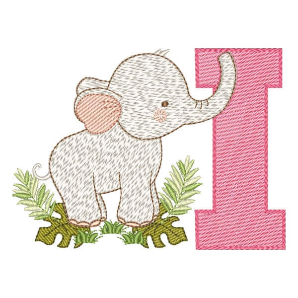 Matriz de Bordado  Alfabeto Safari Letra I (Pontos Leves)