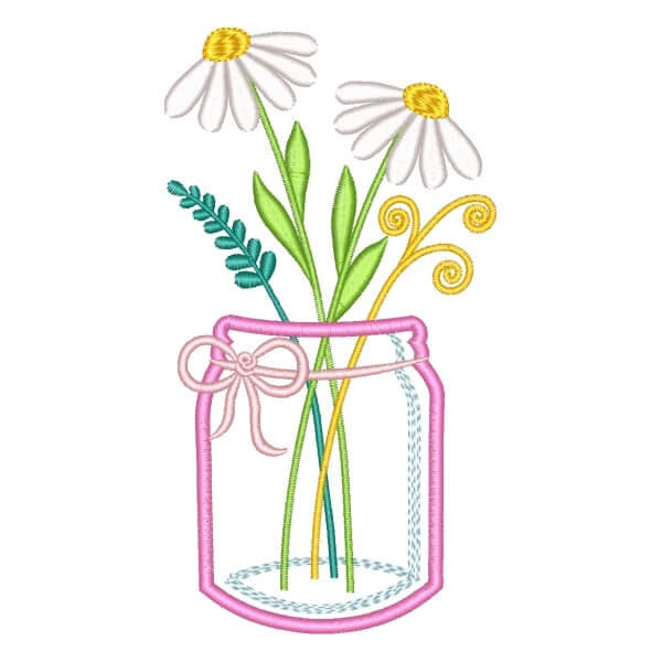 Matriz de Bordado  Vaso de Flor (Aplique)