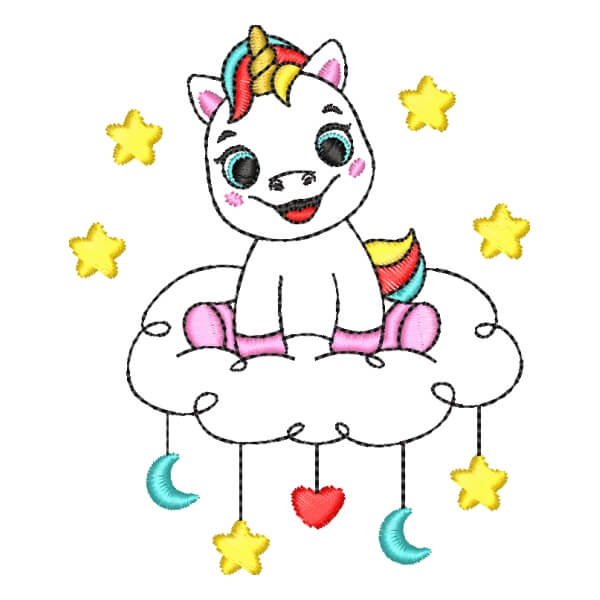 Matriz de Bordado  Unicórnio em Contorno Matriz de Bordado  Unicórnio em Contorno