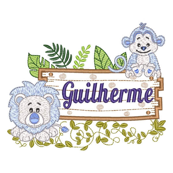 Matriz de Bordado  Animais Safari com Nome Matriz de Bordado  Animais Safari com Nome