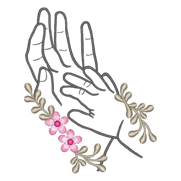 Matriz de Bordado  Mãe e Bebe com Flores