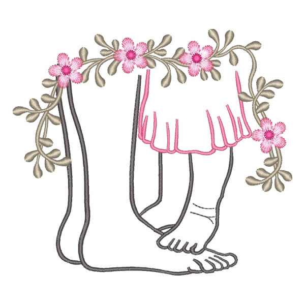 Matriz de Bordado  Mãe e Bebe com Flores