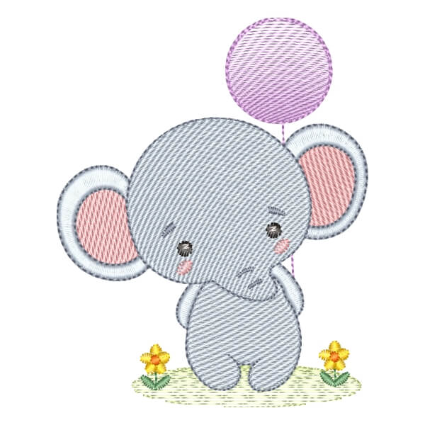 Matriz de Bordado  Elefante com Balão (Pontos Leves) Matriz de Bordado  Elefante com Balão (Pontos Leves)