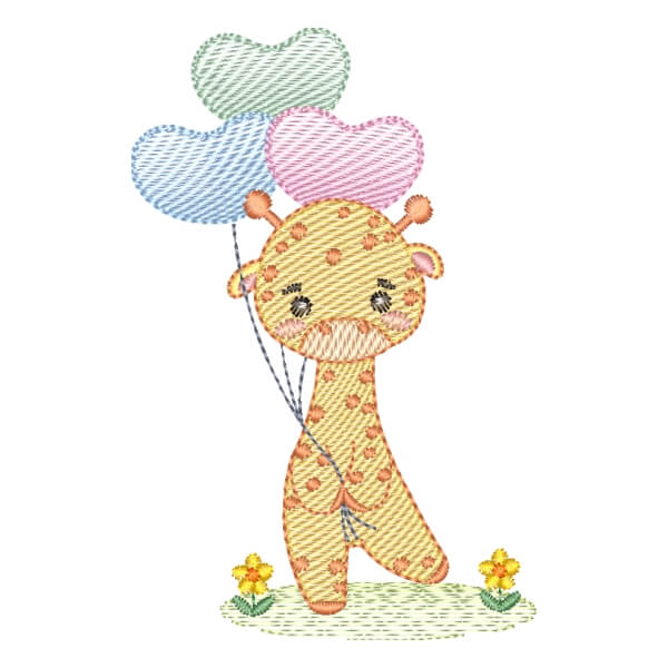 Matriz de Bordado  Girafa com Balão (Pontos Leves) Matriz de Bordado  Girafa com Balão (Pontos Leves)