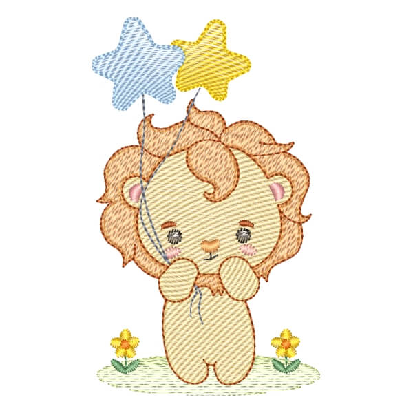 Matriz de Bordado  Leão com Balão (Pontos Leves) Matriz de Bordado  Leão com Balão (Pontos Leves)