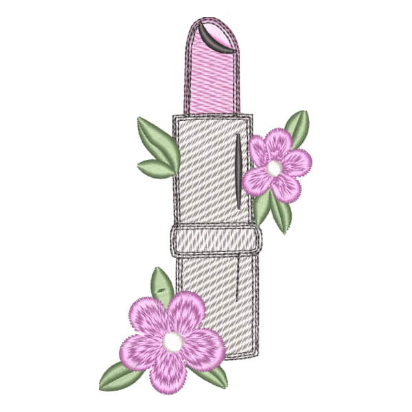 Matriz de Bordado  Batom com Flores (Pontos Leves)