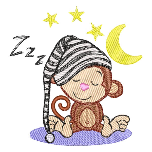 Matriz de Bordado  Macaco Dorminhoco Matriz de Bordado  Macaco Dorminhoco