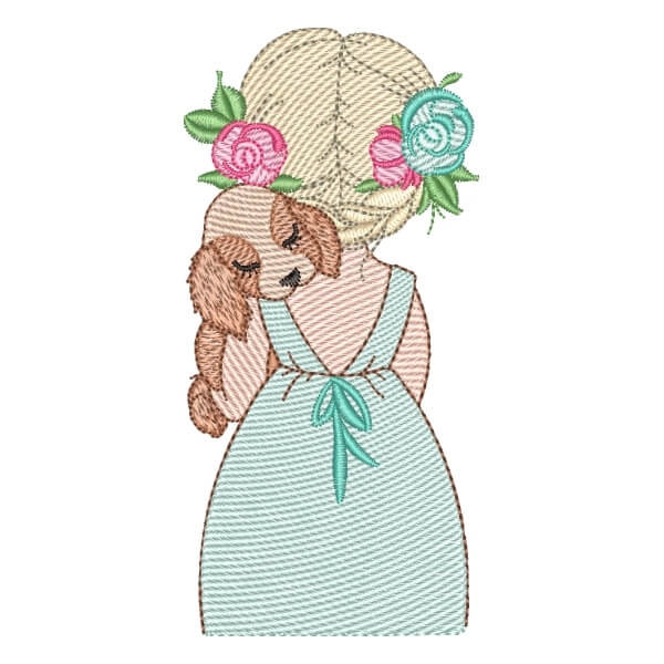 Matriz de Bordado  Menina com Cachorrinho (Pontos Leves)