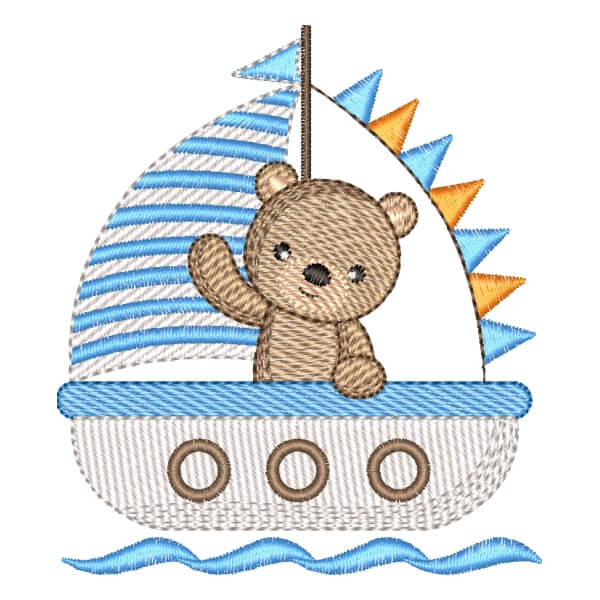 Matriz de Bordado  Urso Marinheiro (Pontos Leves)