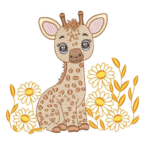 Matriz de Bordado  Girafa Safari (Pontos Leves)