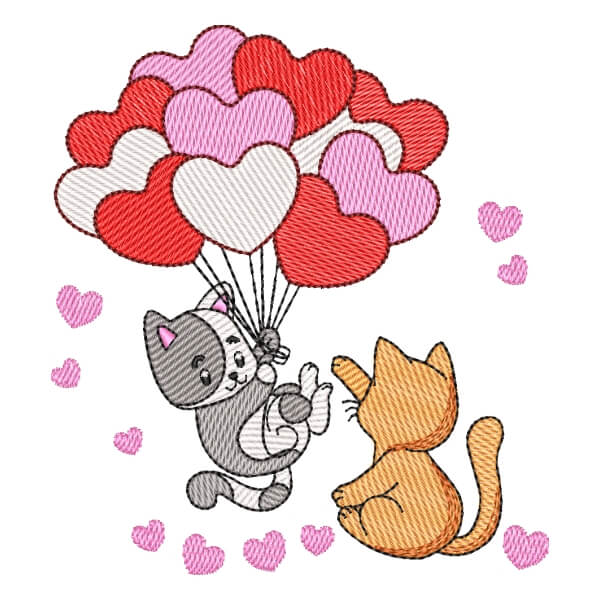 Matriz de Bordado  Gatinhos com Balões (Pontos Leves) Matriz de Bordado  Gatinhos com Balões (Pontos Leves)