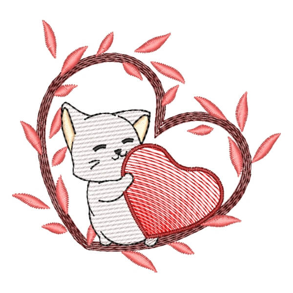 Matriz de Bordado  Gatinho com Coração (Pontos Leves) Matriz de Bordado  Gatinho com Coração (Pontos Leves)