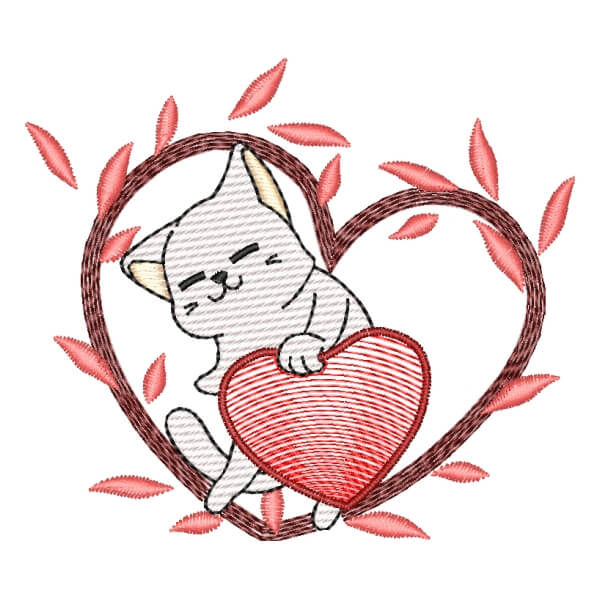 Matriz de Bordado  Gatinho com Coração (Pontos Leves) Matriz de Bordado  Gatinho com Coração (Pontos Leves)