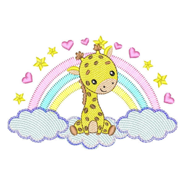 Matriz de Bordado  Girafa e Arco-Íris (Pontos Leves) Matriz de Bordado  Girafa e Arco-Íris (Pontos Leves)