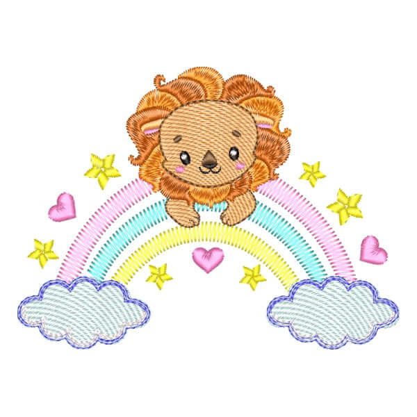 Matriz de Bordado  Leão e Arco-Íris (Pontos Leves) Matriz de Bordado  Leão e Arco-Íris (Pontos Leves)