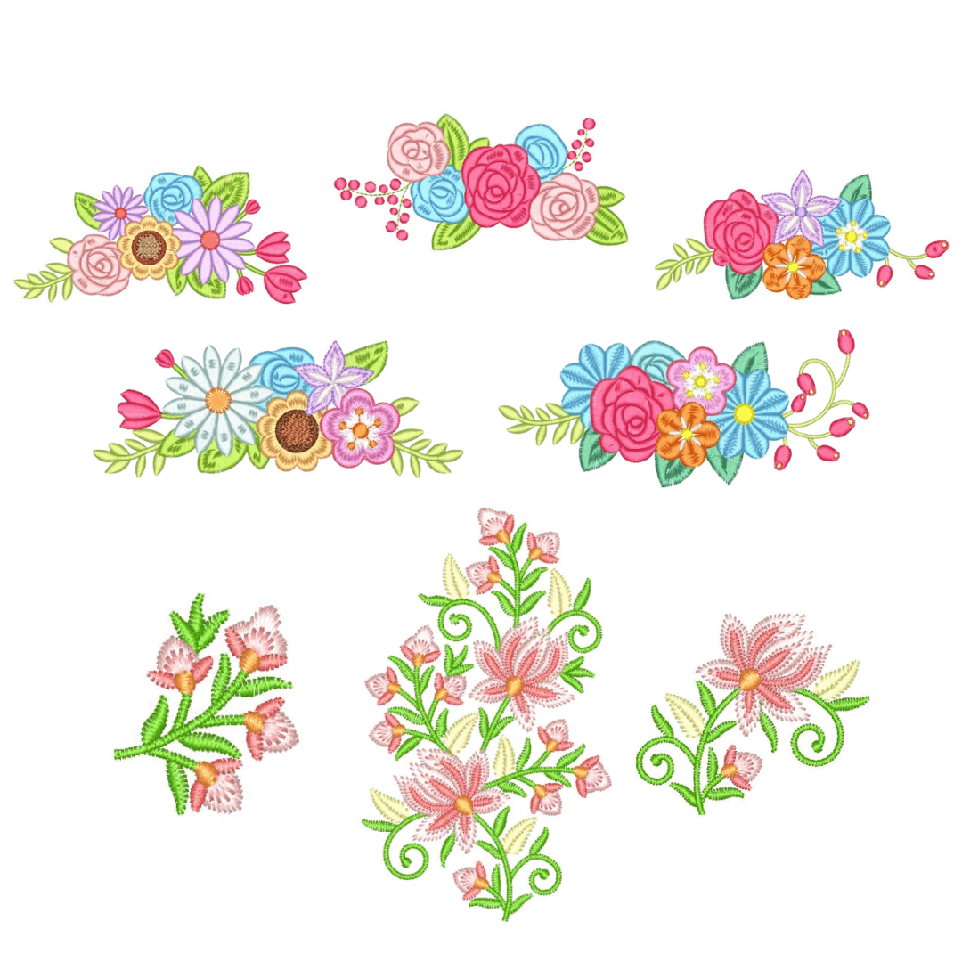 Pacote de Matrizes Barrados Florais  Pacote de Matrizes Barrados Florais