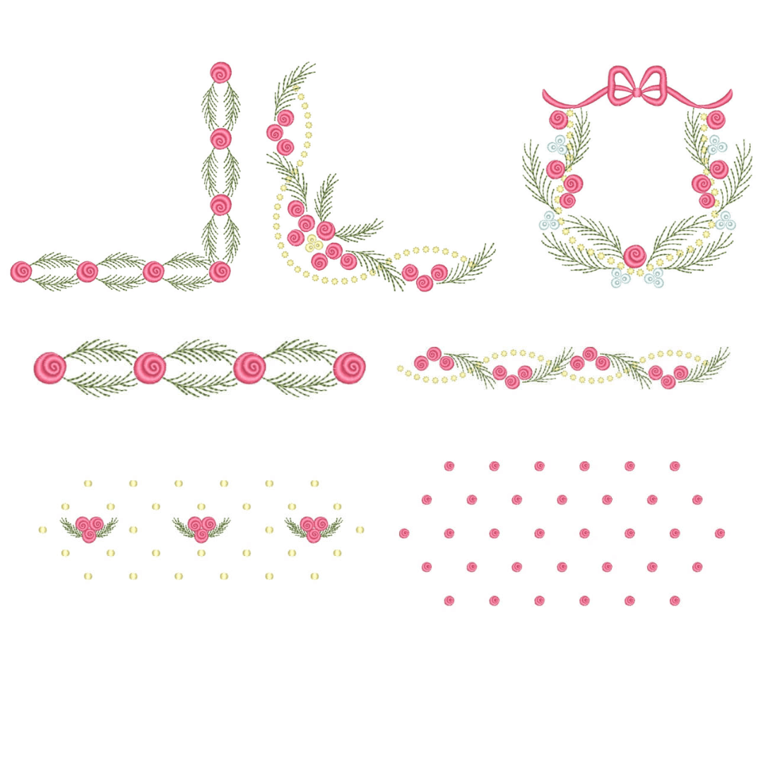  Pacote de Matrizes Barrados Cantos e Molduras com Raminhos