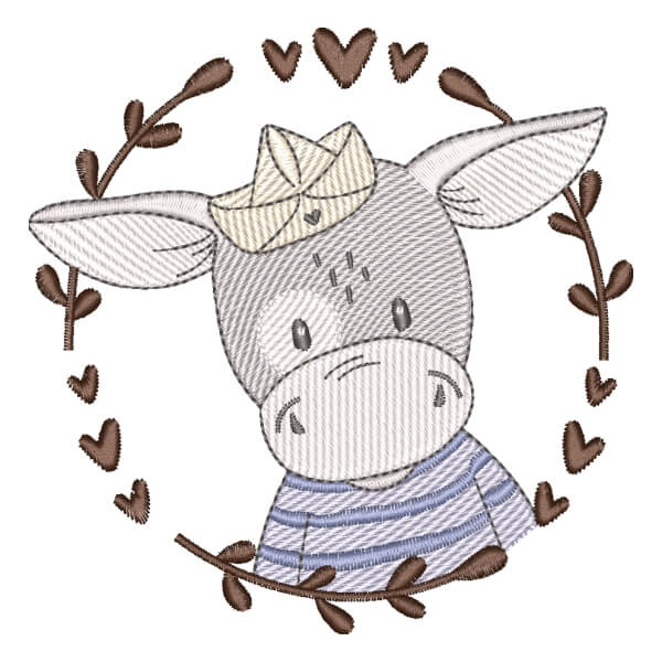 Matriz de Bordado  Hipopótamo em Moldura Matriz de Bordado  Hipopótamo em Moldura