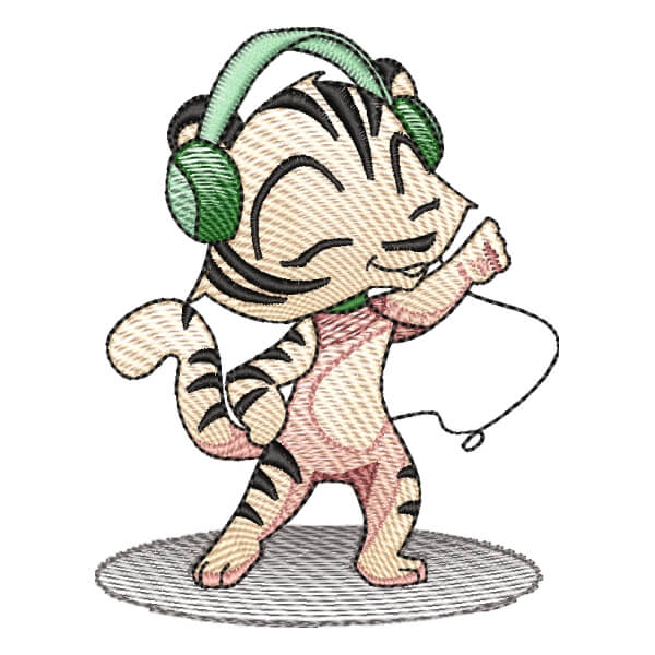 Matriz de Bordado  Gatinho Ouvindo Música (Pontos Leves) Matriz de Bordado  Gatinho Ouvindo Música (Pontos Leves)