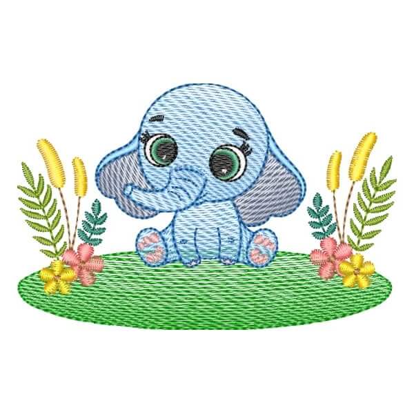 Matriz de Bordado  Elefante no Jardim (Pontos Leves) Matriz de Bordado  Elefante no Jardim (Pontos Leves)