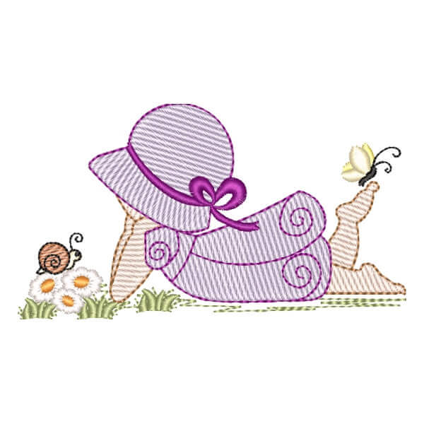 Matriz de Bordado  Sunbonnet e Caracol (Pontos Leves) Matriz de Bordado  Sunbonnet e Caracol (Pontos Leves)