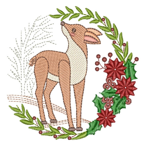 Matriz de Bordado  Corça em Moldura Matriz de Bordado  Corça em Moldura