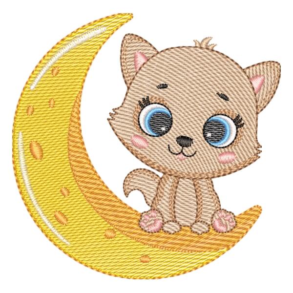 Matriz de Bordado  Gatinha na Lua (Pontos Leves) Matriz de Bordado  Gatinha na Lua (Pontos Leves)