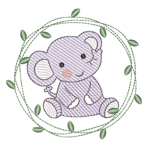 Matriz de Bordado  Elefante em Moldura (Pontos Leves) Matriz de Bordado  Elefante em Moldura (Pontos Leves)