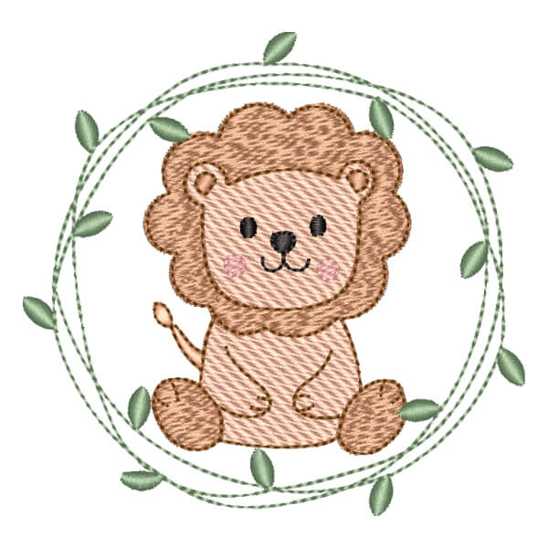 Matriz de Bordado  Leão em Moldura (Pontos Leves) Matriz de Bordado  Leão em Moldura (Pontos Leves)