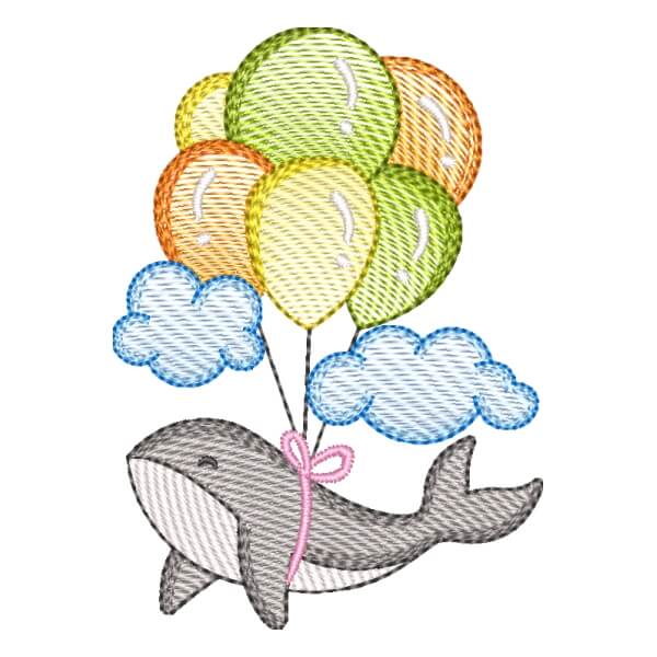 Matriz de Bordado  Baleia no Céu (Pontos Leves) Matriz de Bordado  Baleia no Céu (Pontos Leves)