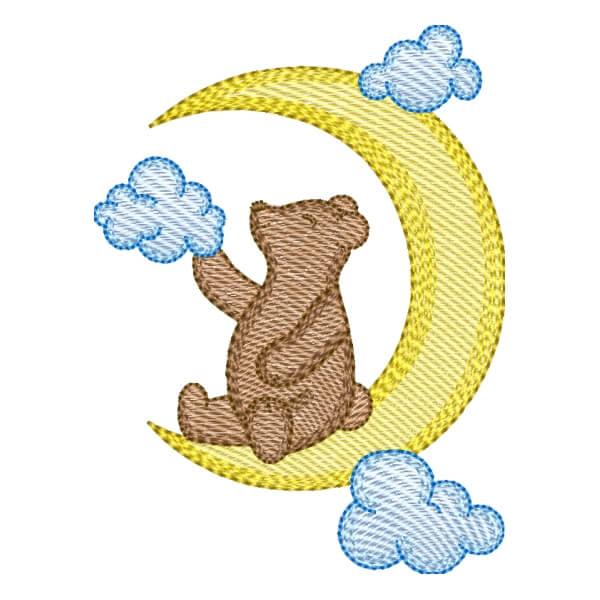 Matriz de Bordado  Ursinho na Lua (Pontos Leves) Matriz de Bordado  Ursinho na Lua (Pontos Leves)