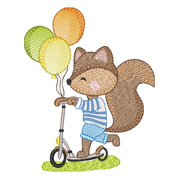 Matriz de Bordado  Esquilo e Balões (Pontos Leves) Matriz de Bordado  Esquilo e Balões (Pontos Leves)