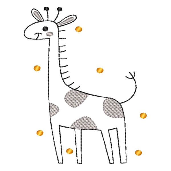 Matriz de Bordado  Girafa Cute em Contorno