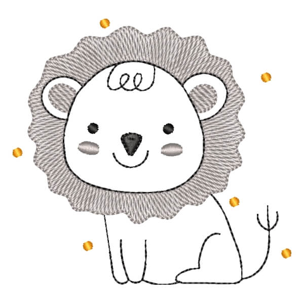 Matriz de Bordado  Leão Cute em Contorno