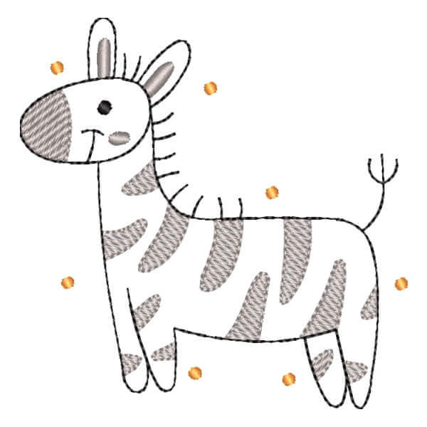 Matriz de Bordado  Zebra Cute em Contorno