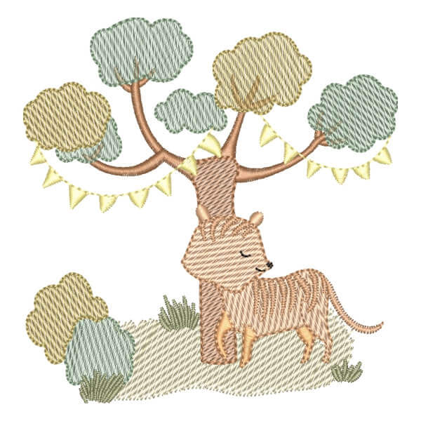 Matriz de Bordado  Tigre Safari (Pontos Leves)