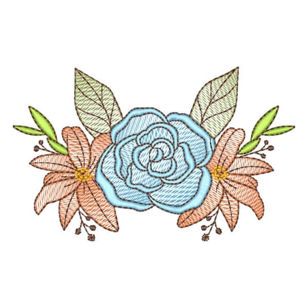 Matriz de Bordado  Arranjo de Flores (Pontos Leves)