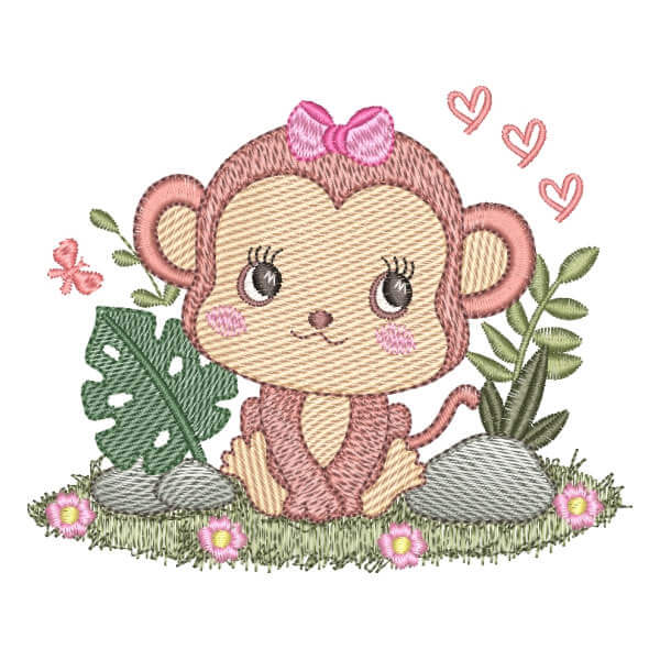 Matriz de Bordado  Macaca Safari (Pontos Leves) Matriz de Bordado  Macaca Safari (Pontos Leves)