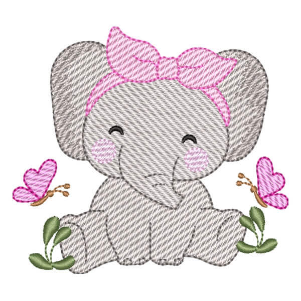 Matriz de Bordado  Elefanta Fofa (Pontos Leves) Matriz de Bordado  Elefanta Fofa (Pontos Leves)