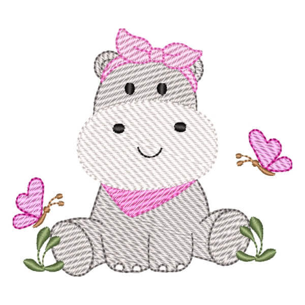 Matriz de Bordado  Hipopótama Fofa (Pontos Leves) Matriz de Bordado  Hipopótama Fofa (Pontos Leves)