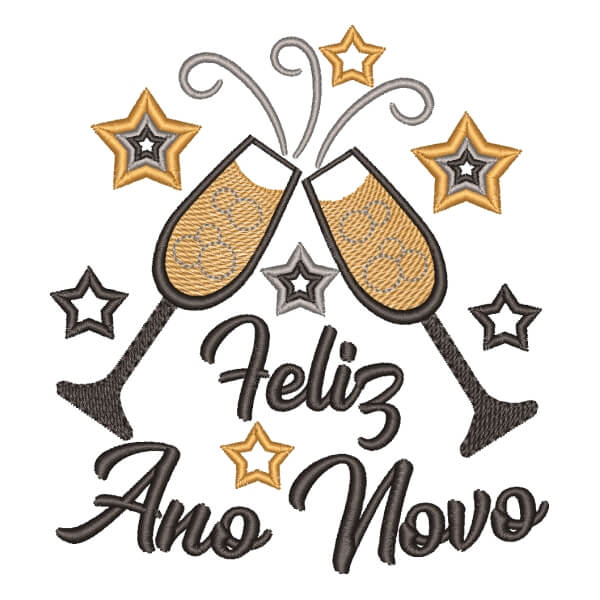 Matriz de Bordado  Feliz Ano Novo (Pontos Leves)