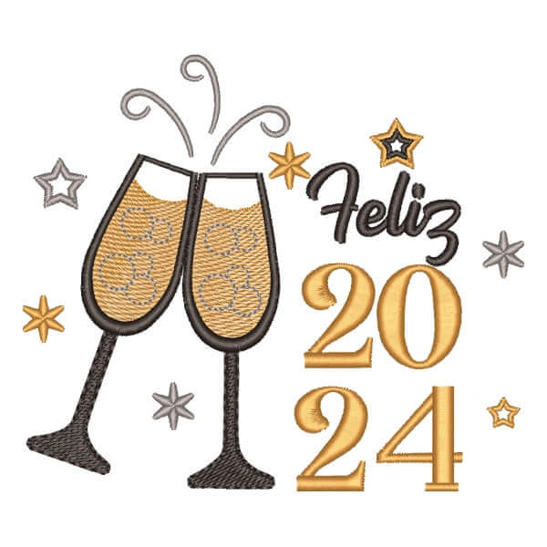 Matriz de Bordado  Feliz Ano Novo (Pontos Leves)