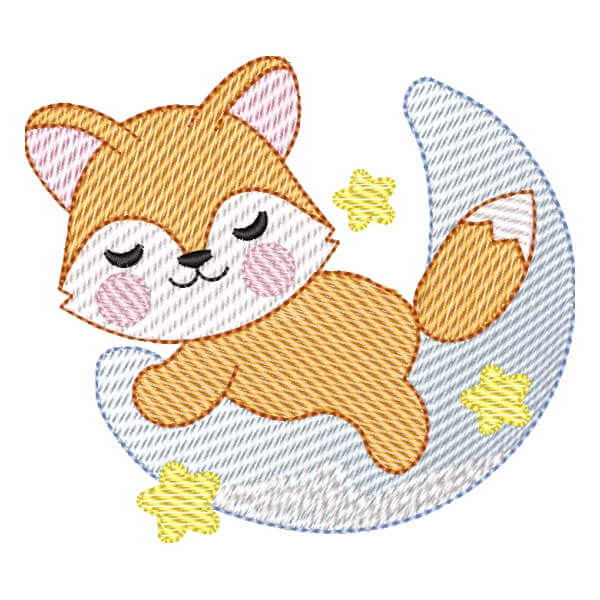 Matriz de Bordado  Raposa na Lua (Pontos Leves)