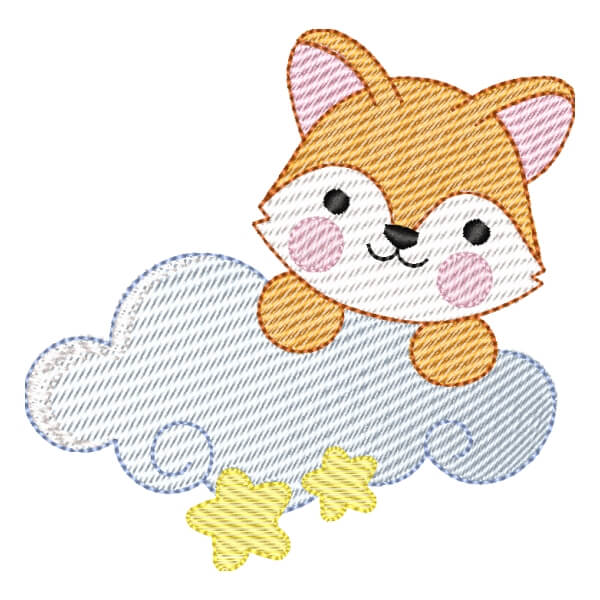 Matriz de Bordado  Raposa na Nuvem (Pontos Leves)