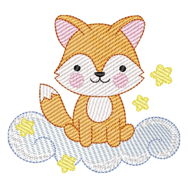 Matriz de Bordado  Raposa na Nuvem (Pontos Leves)