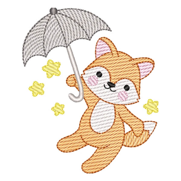 Matriz de Bordado  Raposa de Paraquedas (Pontos Leves) Matriz de Bordado  Raposa de Paraquedas (Pontos Leves)