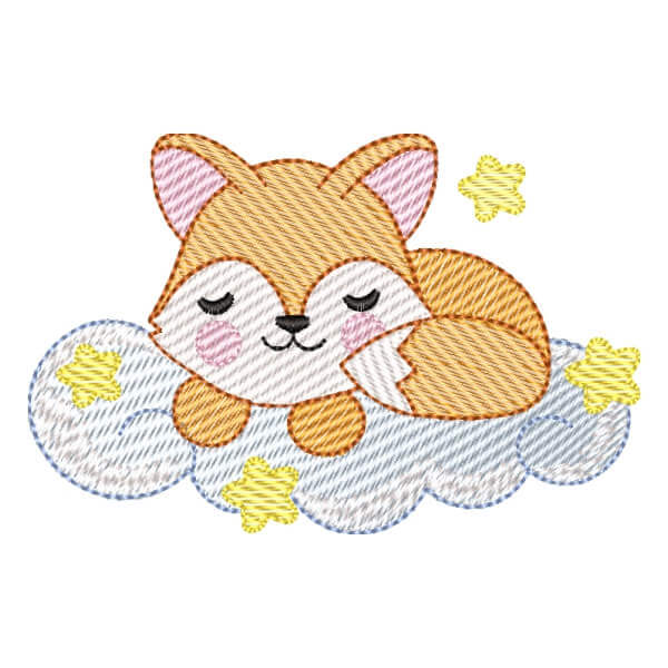 Matriz de Bordado  Raposa Dorminhoca (Pontos Leves)