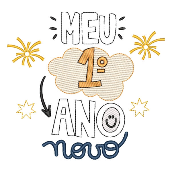 Matriz de Bordado  Mensagem de Feliz Ano Novo (Pontos Leves)