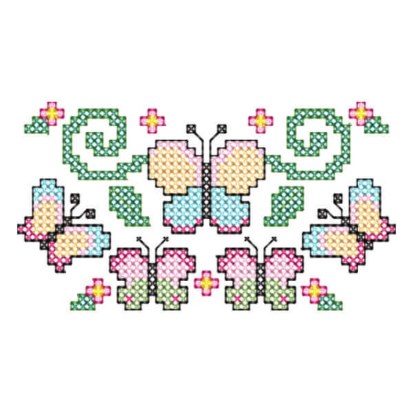 Matriz de Bordado  Barrado de Borboletas (Ponto Cruz) Matriz de Bordado  Barrado de Borboletas (Ponto Cruz)