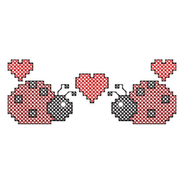 Matriz de Bordado  Barrado de Joaninhas (Ponto Cruz) Matriz de Bordado  Barrado de Joaninhas (Ponto Cruz)